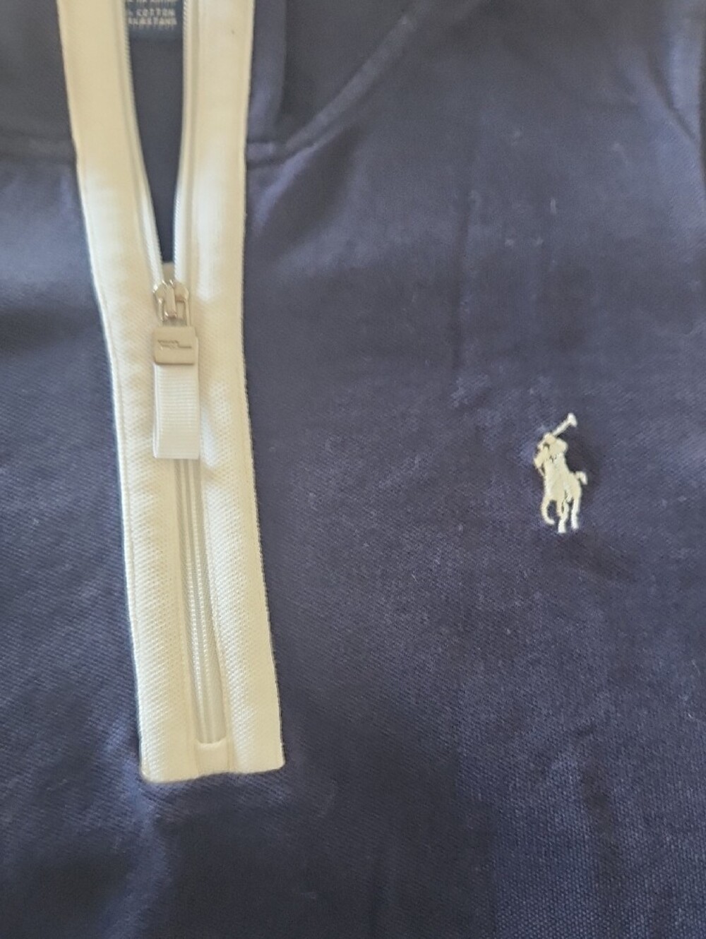 Ralph Lauren Golf navy sleeveless mock neck zip polo with white accents - Picture 3 of 5
